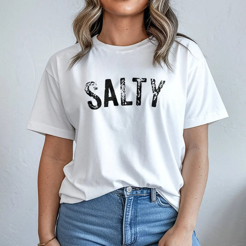 Salty T-Shirt | Distressed Graphic Print | 100% Cotton Premium Tee | Sassy Funny Quote Gift For Women And Men