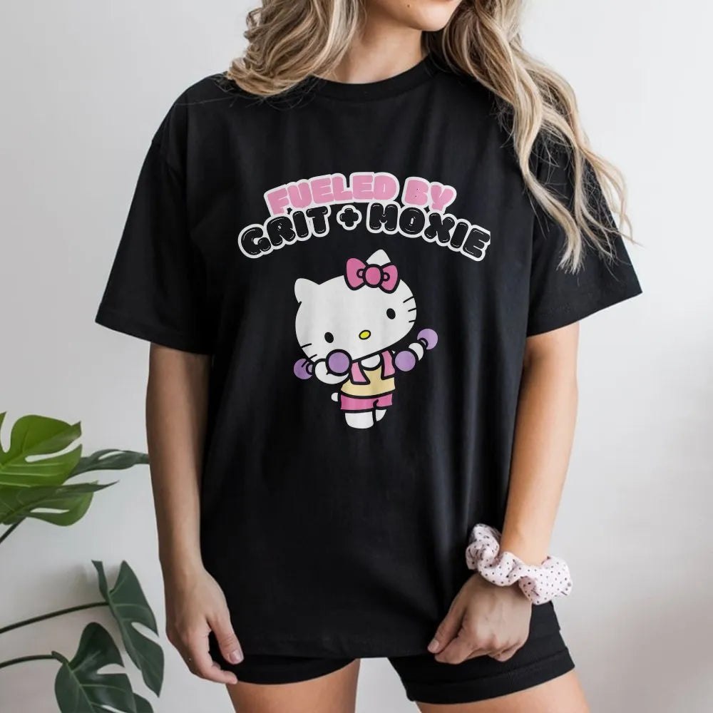 Cute Cat Workout Sweatshirt | Fueled by Grit + Moxie Graphic | Premium Unisex Crewneck | Gift for Gym Lover