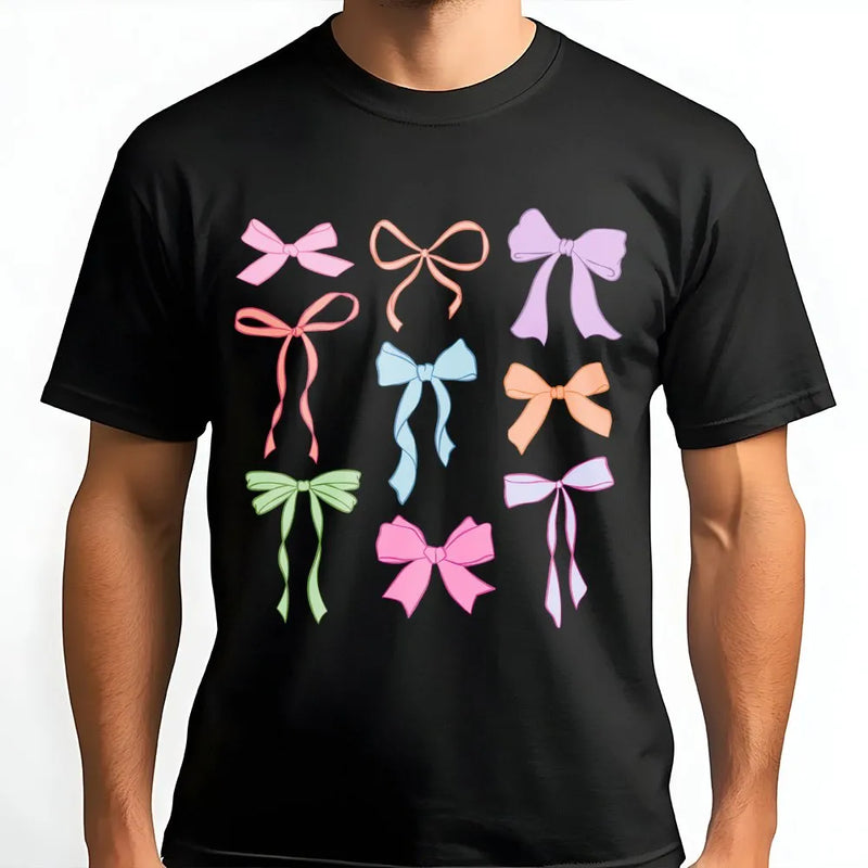 Coquette Pastel Bows T-Shirt | Aesthetic Ribbon Graphic Tee | Premium Cotton Soft Shirt | Trendy Gift For Her