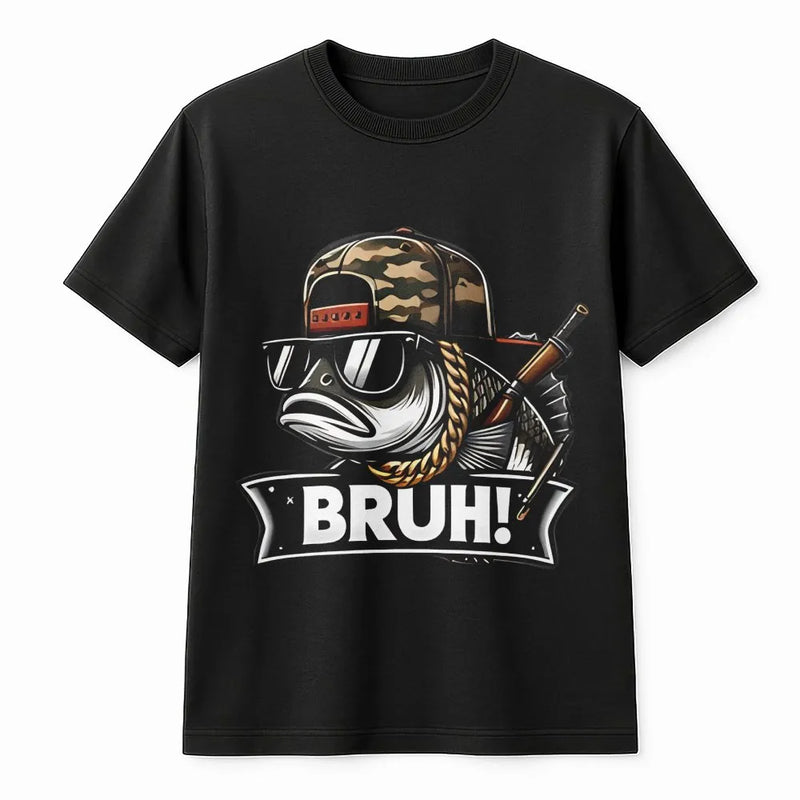 Bruh Fish T-Shirt | Funny Hip Hop Angler Graphic | Premium Cotton Unisex Tee | Unique Fishing Gift For Men