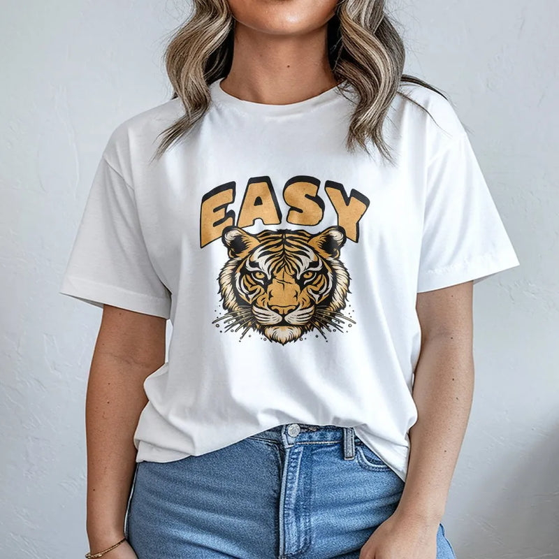 Easy Tiger Sweatshirt | Retro Animal Graphic Crewneck | Premium Cotton Blend | Unisex Y2K Streetwear Gift